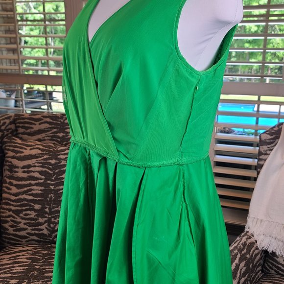 Collette Dinnigan Vibrant Green Pleated Trellis Dress Size 14 - Picture 11 of 11